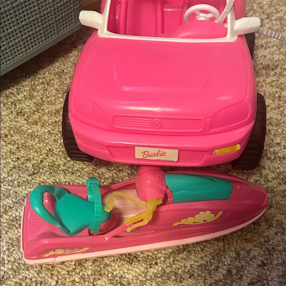 Barbie Pink Convertible Jeep Car and Wave-runner Jet Ski Toy Set